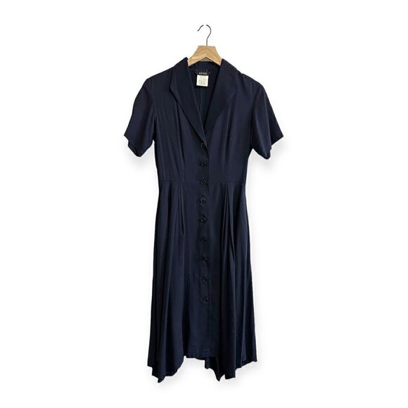 Vintage AT/Atsuro Tayama Blue A line Short Sleeve Midi Dress, From 90s, One Size - Picture 1 of 15